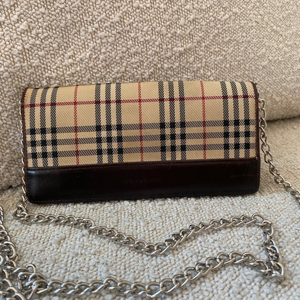 Vintage Burberry Long Wallet with Chain Strap